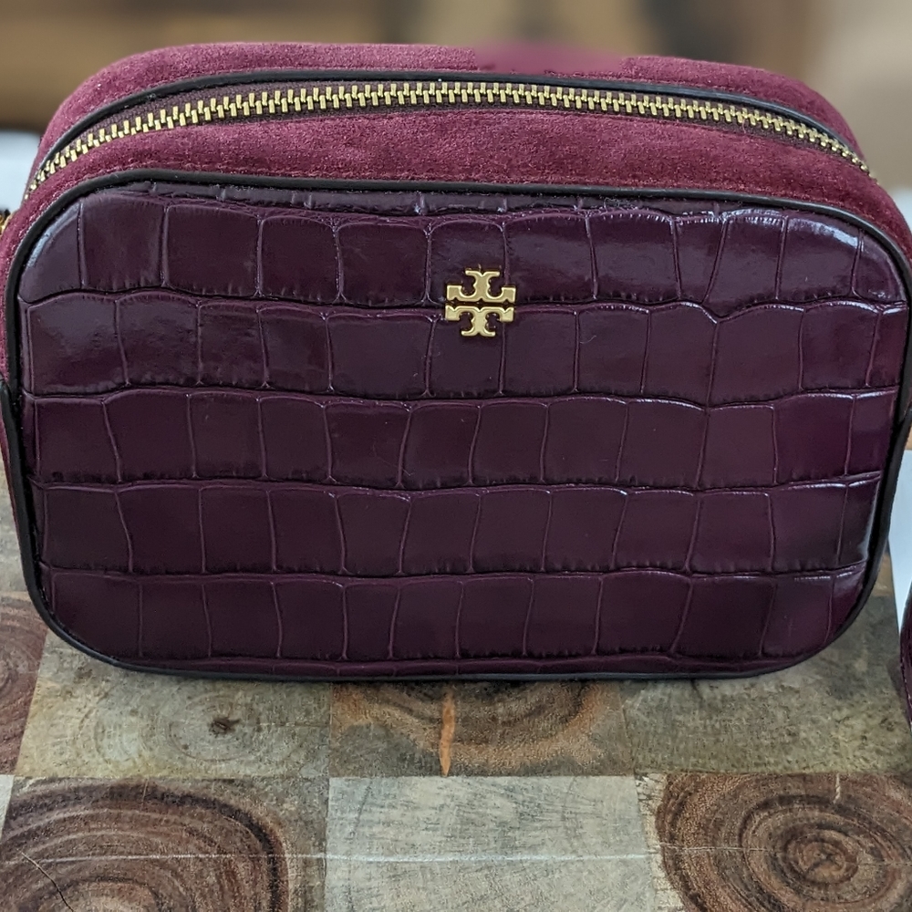 Tory Burch Blake Embossed Leather + Suede Camera Bag + Dust + Gift Bag Nwt❤️ - Picture 4 of 8